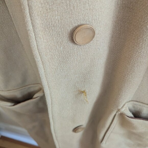 Wool/Felt Khaki Long Vintage Coat - Picture 3 of 4